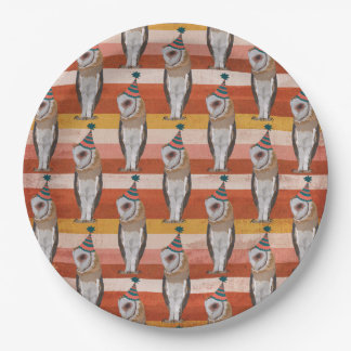 ASSIETTES EN CARTON ANNIVERSAIRE DE HIBOU