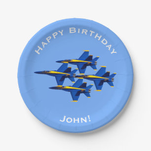 Assiettes En Carton Anniversaire de jets avec le nom personnalisé