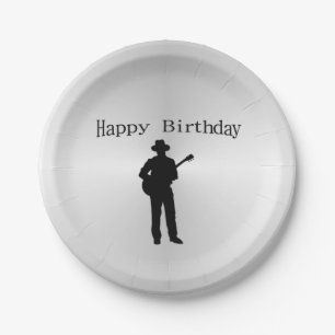Assiettes En Carton Anniversaire de joueur de guitare joyeux