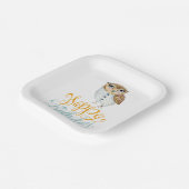 Assiettes En Carton Anniversaire de la chouette fantaisie (Angulaire)