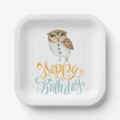 Assiettes En Carton Anniversaire de la chouette fantaisie (Recto)