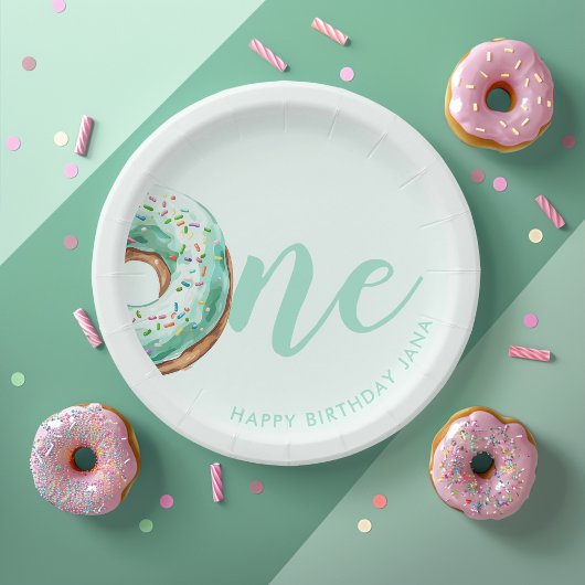 Assiettes En Carton Anniversaire de la Donut verte