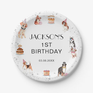 Assiettes En Carton Anniversaire de la fête du chien mignon