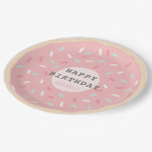 Assiettes En Carton Anniversaire de la fille aux beignes roses (Angle)