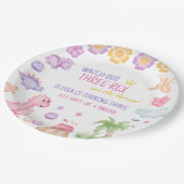 Assiettes En Carton Anniversaire de la fille Dinosaur (Angle)