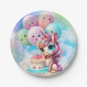 Assiettes En Carton Anniversaire de la licorne