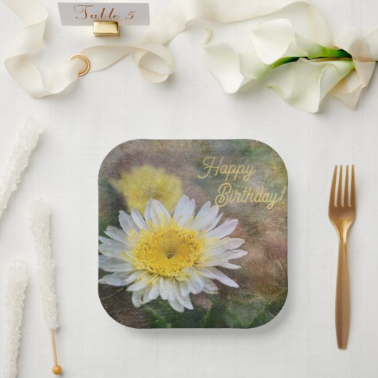 Assiettes En Carton Anniversaire de la marguerite douce et rêveuse (Mariage)