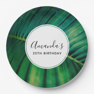 Assiettes En Carton Anniversaire de la nature tropicale de Green Leaf 