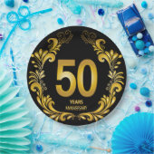 Assiettes En Carton Anniversaire de la Parties scintillant d'or de 50 (Fête)
