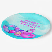 Assiettes En Carton Anniversaire de la Piscine Rose (Angle)