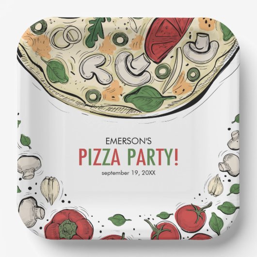 Assiettes En Carton Anniversaire de la Pizza (Recto)