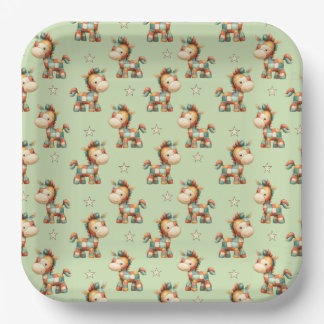 Assiettes En Carton Anniversaire de la Poney Patchwork Giddy-Up