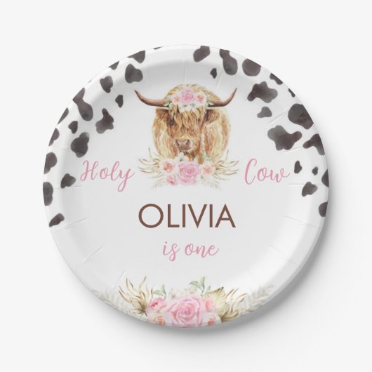 Assiettes En Carton Anniversaire de la vache Highland (Devant)