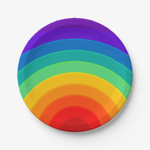Assiettes En Carton Anniversaire de l'arc-en-ciel moderne mignon