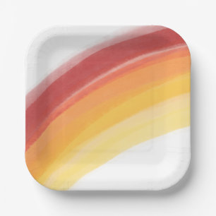 Assiettes En Carton Anniversaire de l'arc-en-ciel peint rouge jaune or