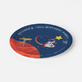 Assiettes En Carton Anniversaire de l'astronaute spatial bleu (Angle)
