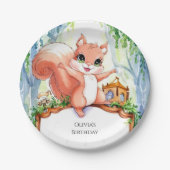Assiettes En Carton Anniversaire de l'écureuil boisé mou (Devant)