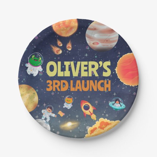 Assiettes En Carton Anniversaire de l'espace (Devant)