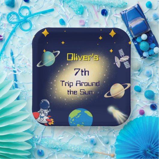 Assiettes En Carton Anniversaire de l'espace extra-atmosphérique - ast (Fête)