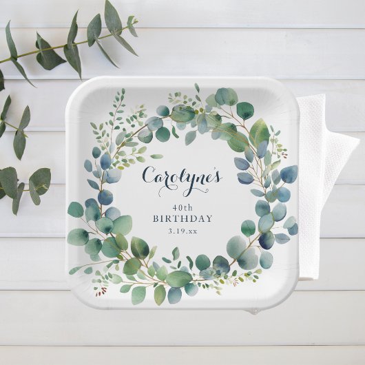 Assiettes En Carton Anniversaire de l'Eucalyptus