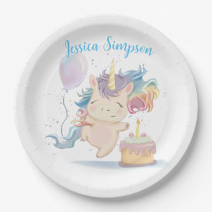 Assiettes En Carton anniversaire de licorne avec le cake Plaque de pap