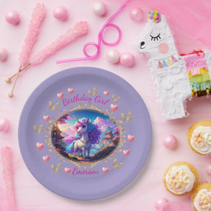 Assiettes En Carton Anniversaire de Licorne Magique 