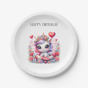 Assiettes En Carton Anniversaire de Licorne Pilote