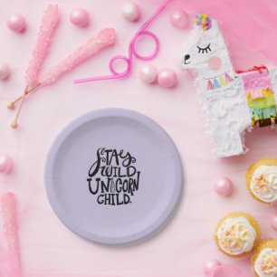 Assiettes En Carton Anniversaire de Licorne Sauvage Lavande Violette