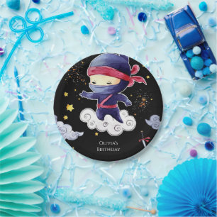 Assiettes En Carton Anniversaire de Little Custom Ninja