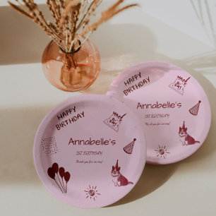 Assiettes En Carton Anniversaire de Love Dog 1 an - Joli Chien, Ballon