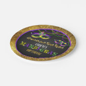 Assiettes En Carton Anniversaire de Mardi Gras (Or) (Angle)