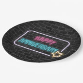 Assiettes En Carton Anniversaire de Neon Connexion Mur de briques (Angle)