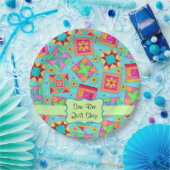 Assiettes En Carton Anniversaire de nom de bloc d'édredon de patchwork (Fête)