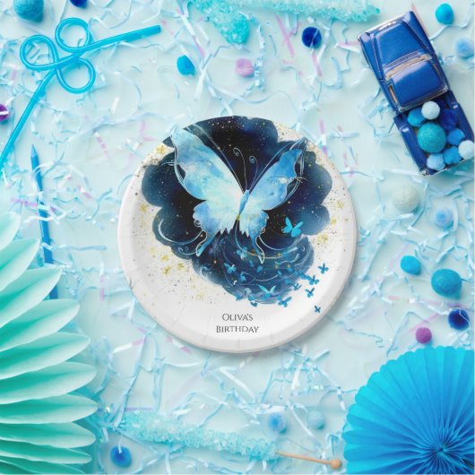 Assiettes En Carton Anniversaire de papillon amusant (Fête)