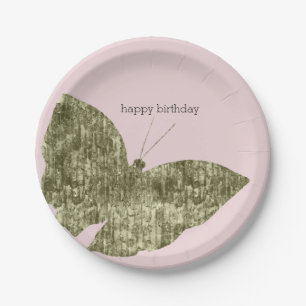 Assiettes En Carton Anniversaire de papillon de bijou d'or