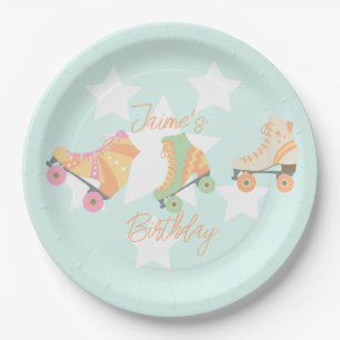 Assiettes En Carton Anniversaire de patin à roulettes Étoiles pastel