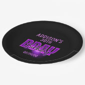 Assiettes En Carton Anniversaire de Pink Neon (Angle)