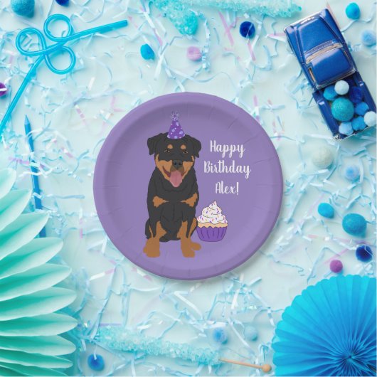 Assiettes En Carton Anniversaire de Rottweiler personnalisable (Fête)