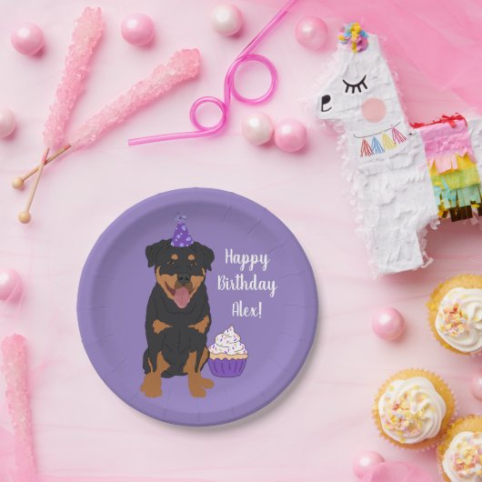 Assiettes En Carton Anniversaire de Rottweiler personnalisable (Fête)