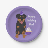 Assiettes En Carton Anniversaire de Rottweiler personnalisable (Devant)