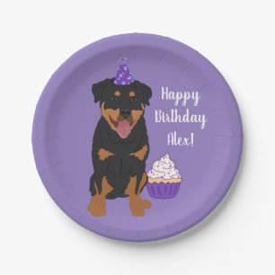 Assiettes En Carton Anniversaire de Rottweiler personnalisable