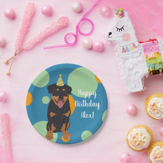 Assiettes En Carton Anniversaire de Rottweiler personnalisable (Fête)