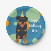 Assiettes En Carton Anniversaire de Rottweiler personnalisable (Devant)