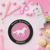 Assiettes En Carton Anniversaire de silhouette de cheval blanc joyeux (Fête)