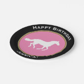 Assiettes En Carton Anniversaire de silhouette de cheval blanc joyeux (Angle)