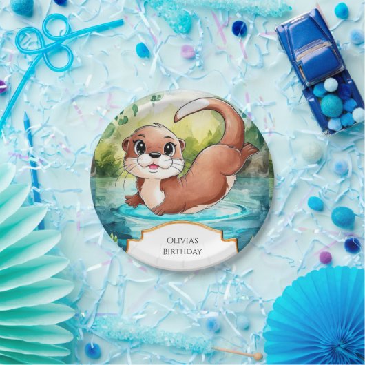 Assiettes En Carton Anniversaire de Simple Lake Otter (Fête)