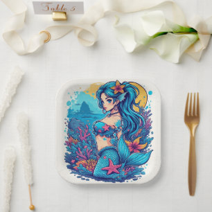 Assiettes En Carton Anniversaire de sirène ou douche