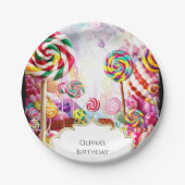 Assiettes En Carton Anniversaire de Sparkling Pastel Candyland (Devant)