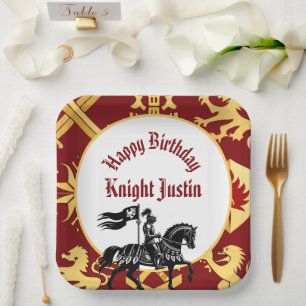 Assiettes En Carton Anniversaire de style médiéval Renaissance Chevali
