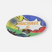 Assiettes En Carton Anniversaire de Superhero (Angle)